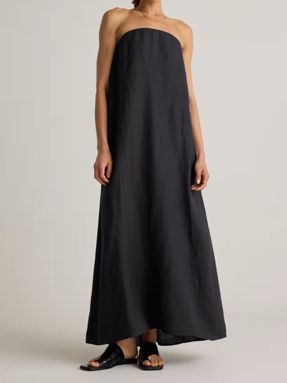 Quince Black Strapless Maxi Dress - Minimal A-Line
